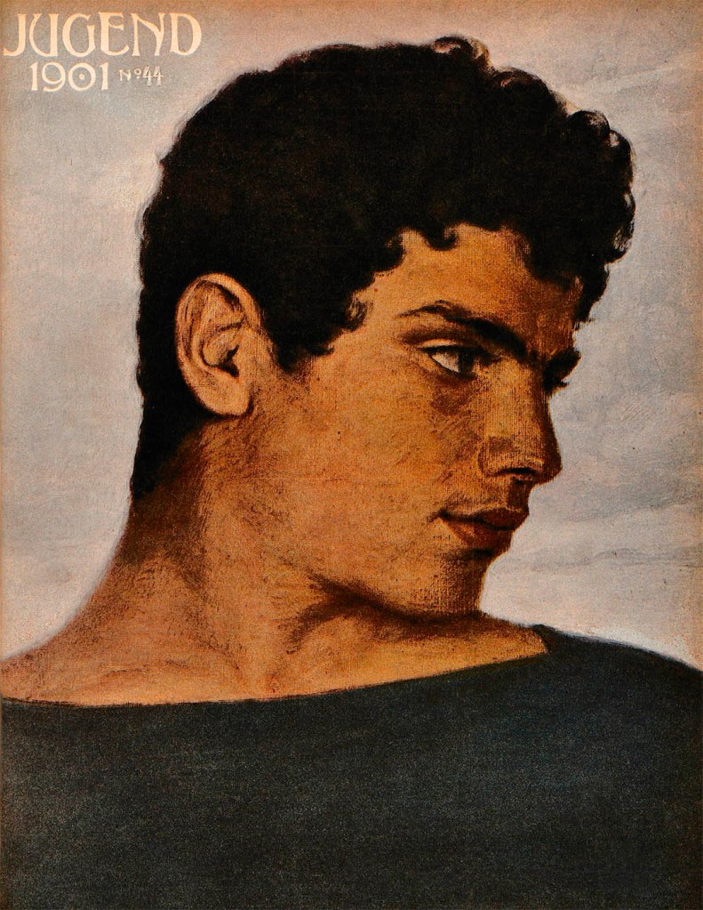Paul Hoecker (German, 1854-1910) 'Young Man's Head' Cover of 'Jugen' magazine, volume 44, 1901 Paul Hoecker (German, 1854-1910) 'Young Man's Head' Cover of 'Jugen' magazine, volume 44, 1901