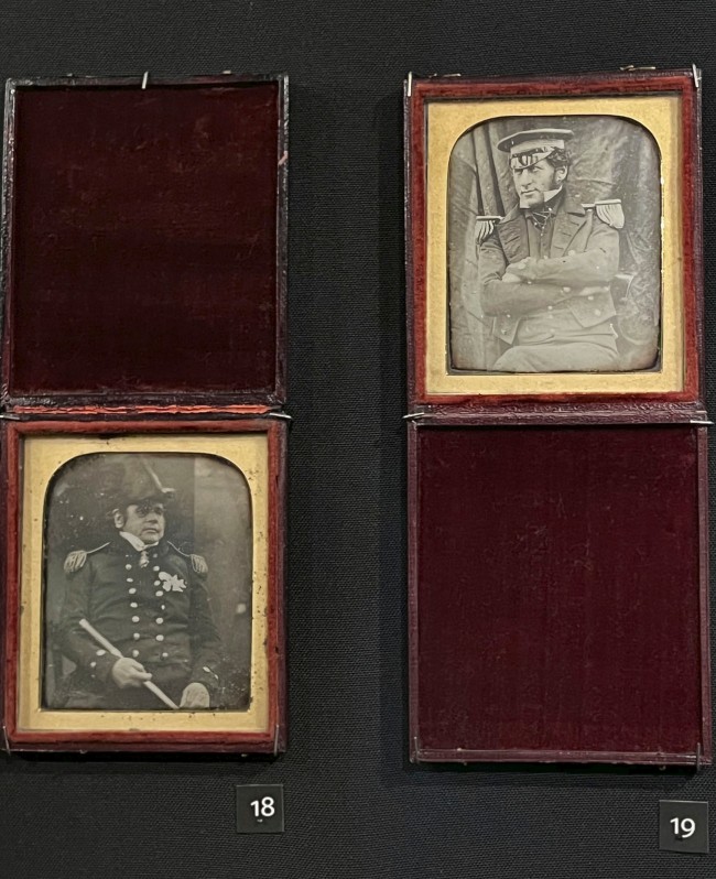 Installation view of Studio of Richard Beard daguerreotypes of 'Sir John Franklin' (May 1845) and 'Lieutenant Graham Gore, Commander' (May 1845)
