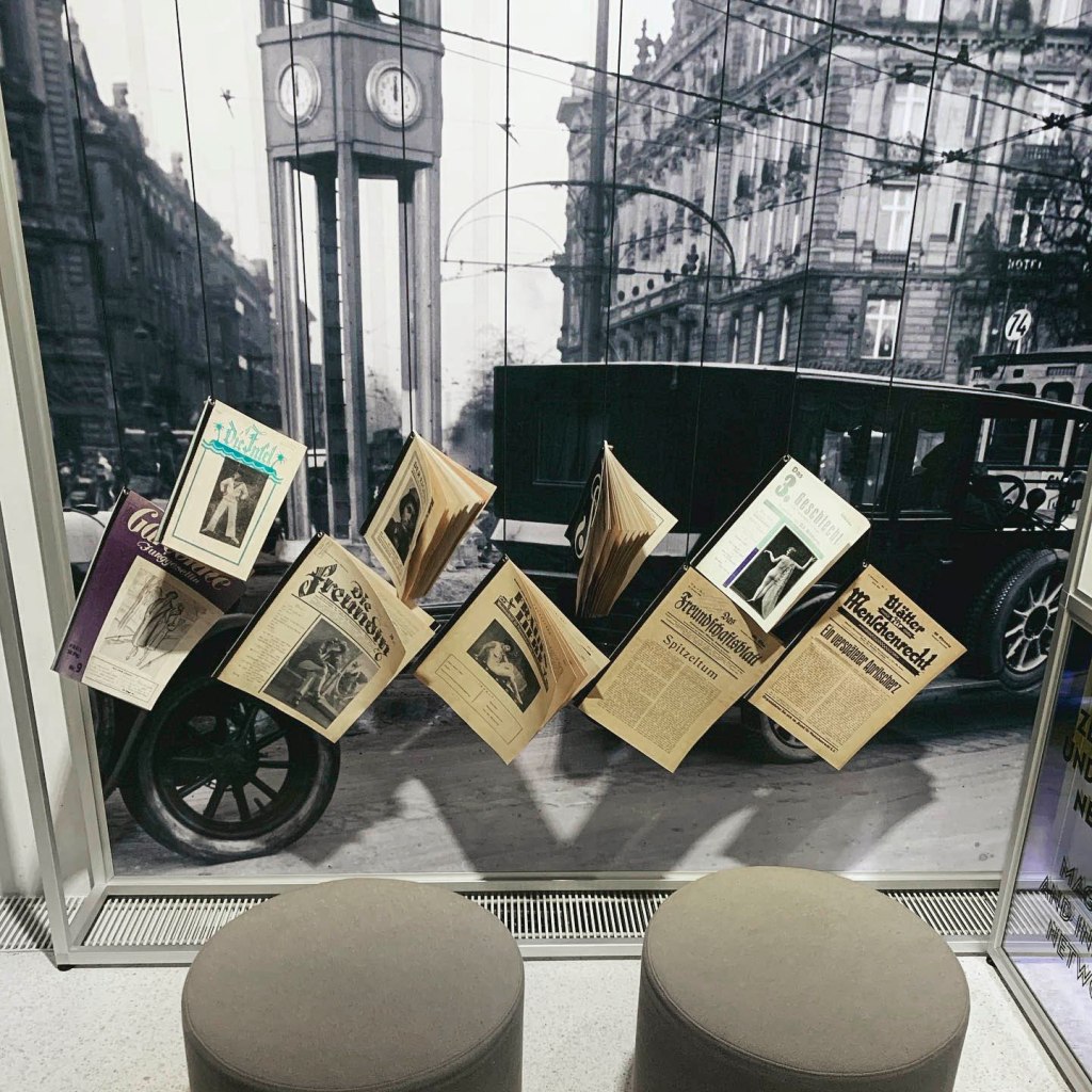 Installation view of the exhibition 'TO BE SEEN: Queer Lives 1900-1950' at the Munich Documentation Center for the History of National Socialism Installation view of the exhibition 'TO BE SEEN: Queer Lives 1900-1950' at the Munich Documentation Center for the History of National Socialism