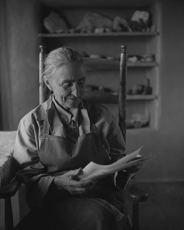 Todd Webb (American, 1905-2000) 'Georgia O'Keeffe Reviewing Photographs' 1961, printed later