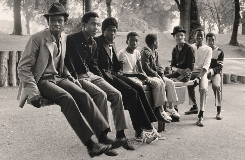 Vanley Burke (British born Jamaica, b. 1951) 'Young Men on See-Saw, Handsworth Park, Birmingham' 1984, printed 2021