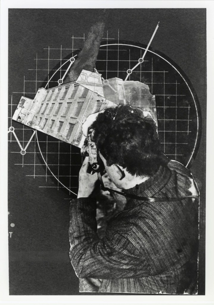 Cropped photograph of Łódź ghetto photographer Mendel Grossman pasted on a page of one of the albums prepared by the Department of Statistics for the "Judenrat" (Jewish Council)