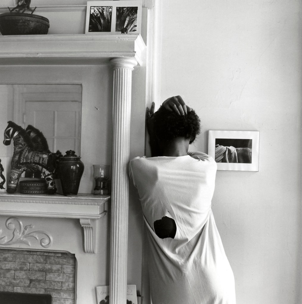 Carrie Mae Weems (American, b. 1953) 'First Self Portrait' 1975 from the exhibition 'Dawoud Bey & Carrie Mae Weems: In Dialogue' at the J. Paul Getty Museum, Los Angeles, April-  July, 2023