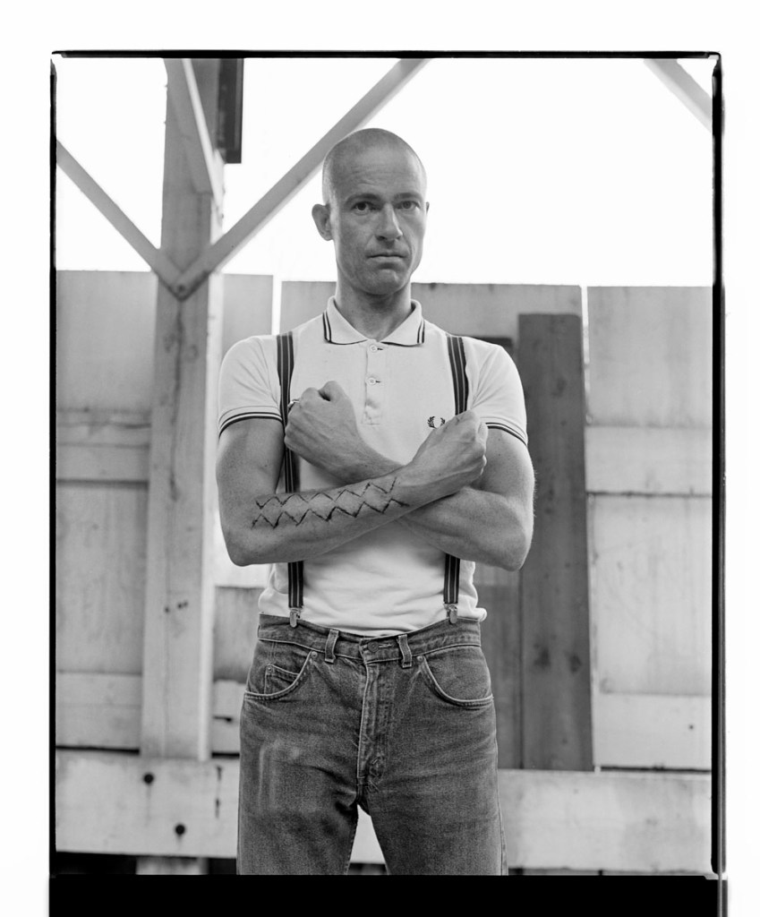 Marcus Bunyan (Australian born England, b. 1958) '"My Body (But I Do Not Own It) – Not the Governments Nor the Churches." Self portrait as gay skinhead' 1992