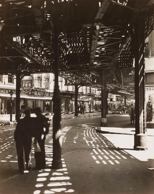 Berenice Abbott (American, 1898-1991) [The El, 2nd and 3rd Avenue Lines, Bowery and Division Street, Manhattan] 1936