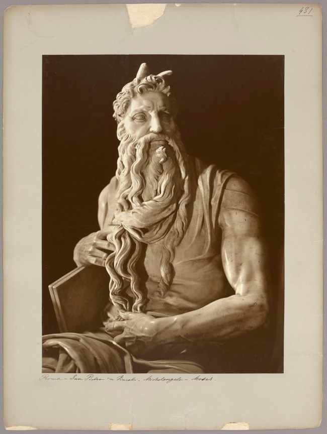 Adolphe Braun (French, 1811-1877) 'Rome: Detail of Michelangelo's Moses' c. 1875 from the exhibition 'Images of Italy: Places of Longing in Early Photography' at the Städel Museum, Frankfurt, February - September 2023