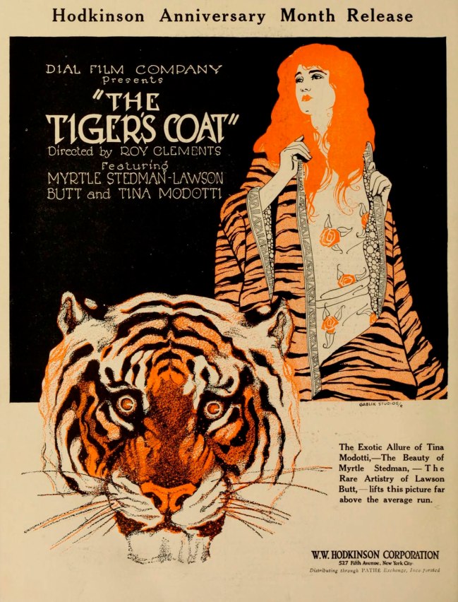 'The Tiger's Coat' movie poster 1920 from the exhibition 'Tina Modotti' at Fundación MAPFRE Photography Center (Barcelona), June - Sept 2023