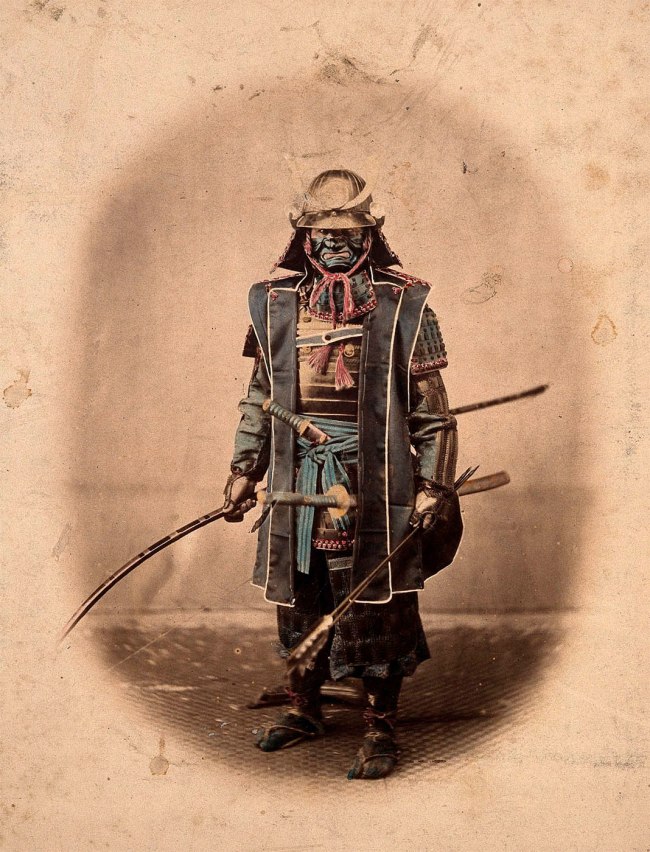 Felice Beato (Italian-British, 1832-1909) 'Koboto Santaro, a Japanese military commander, wearing traditional armour' c. 1868