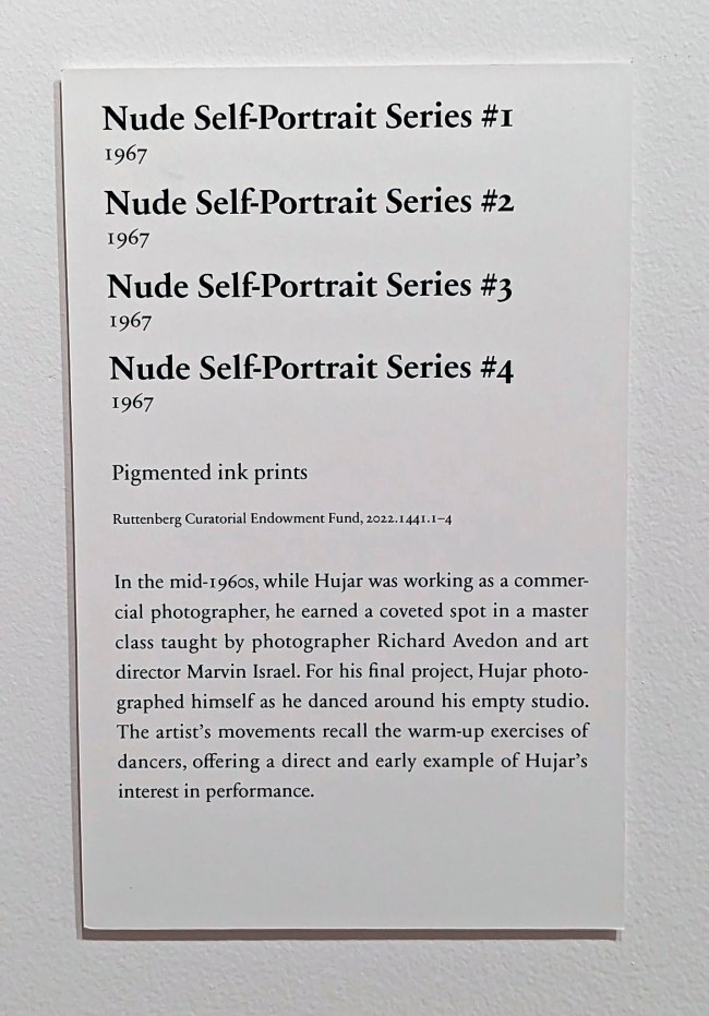 Wall text from the exhibition 'Peter Hujar: Performance and Portraiture' at the Art Institute of Chicago