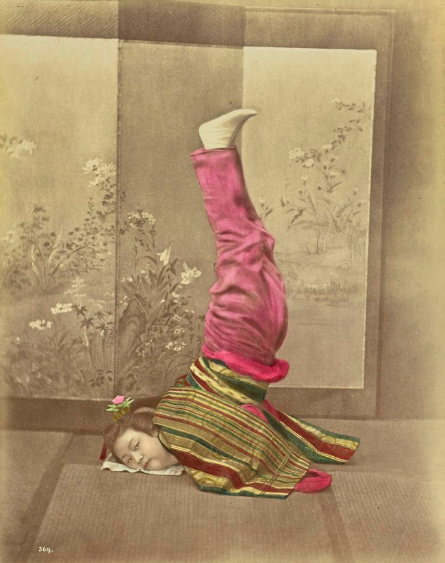 Baron Raimund von Stillfried (Austrian, 1839-1911) 'Japanese woman on her head' between 1871 and 1885