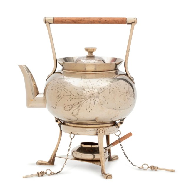 Christopher Dresser (designer, British, 1834-1906) J.W. Hukin and J.T. Heath (maker, London, England) 'Kettle and burner on stand' 1878