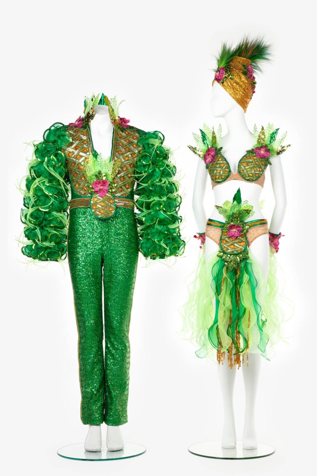 Catherine Martin (Australian, b. 1965)(designer) Bazmark workrooms (maker, Sydney, New South Wales, Australia) Headpiece by Rosie Boylan (maker, Sydney, New South Wales, Australia) 'Performance costumes (2), 'Fruity Mambo', mens and womens, for 'Strictly Ballroom The Musical'' 2014
