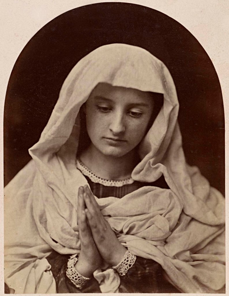 O. G. Rejlander (British born Sweden, 1813-1875) No title (The Virgin in prayer) c. 1858-1860 from the exhibition 'Photography: Real & Imagined' at The Ian Potter Centre: NGV Australia, Melbourne, October 2023 - February 2024