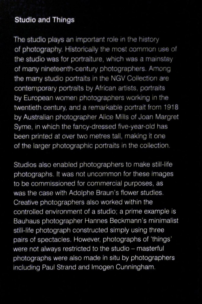 Studio and Things wall text from the exhibition
