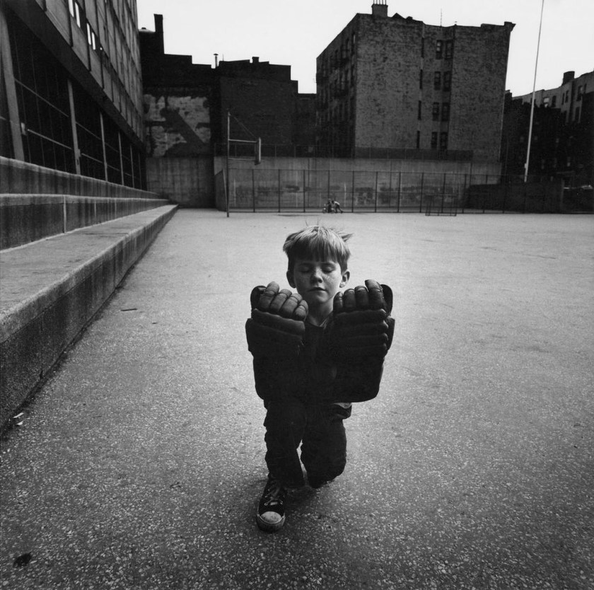 Arthur Tress (American, b. 1940) 'Boy with Hockey Gloves (Hockey Glove Fantasy)' 1968