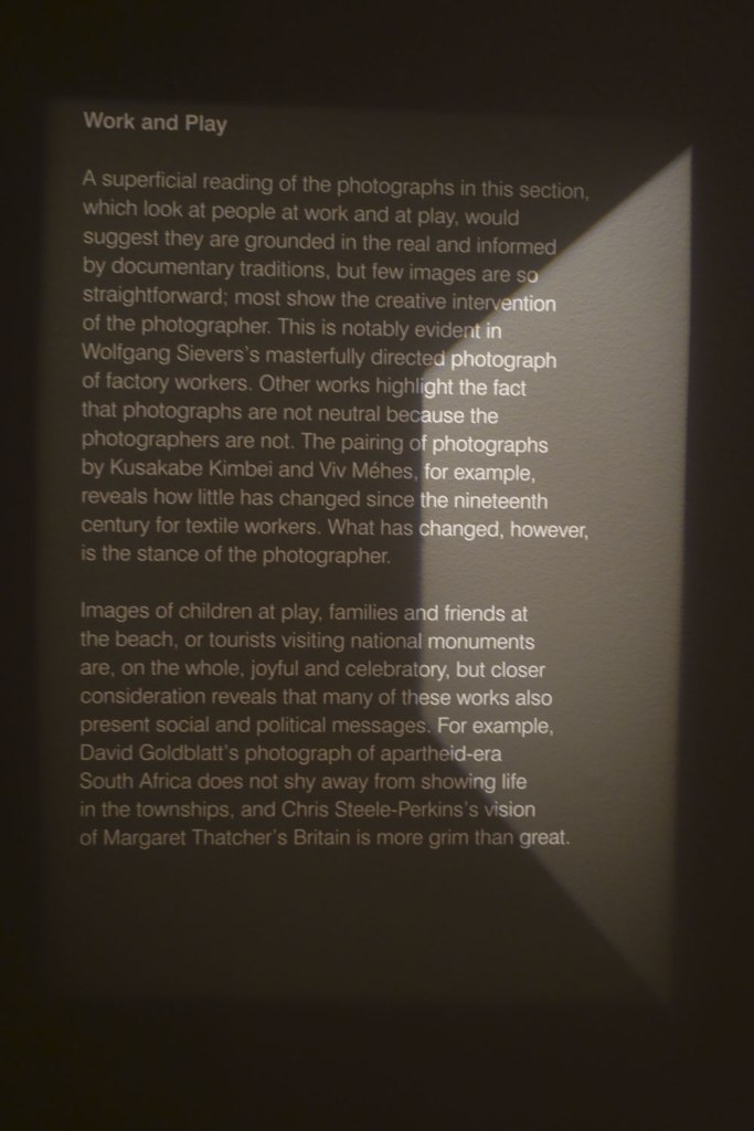 Work and Play wall text from the exhibition
