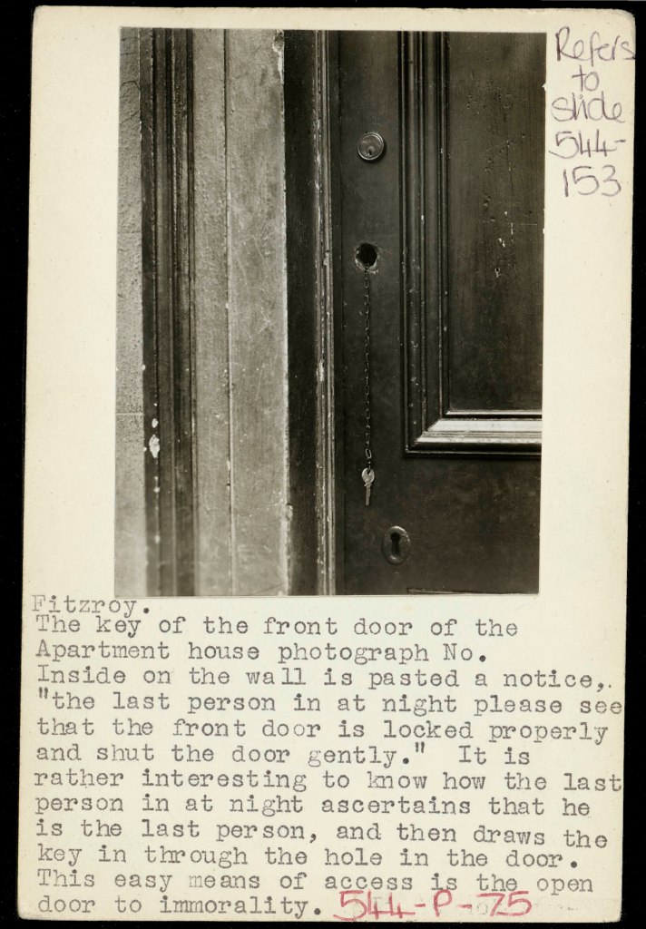 F. Oswald Barnett (Australian, 1883-1972) 'Fitzroy. The key of the front door of the apartment house' c. 1935