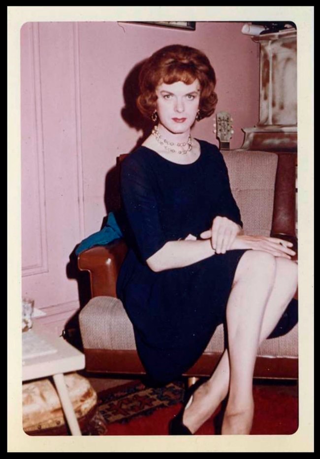 Attributed to Andrea Susan. 'Donna (Buff/Cynthia) in a navy dress in Susanna and Marie's New York City apartment' 1960s