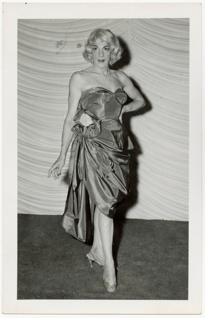 Unknown photographer (American) 'Susanna in a shiny gown on the stage at the Chevalier d'Eon, Hunter, NY' 1960-1963