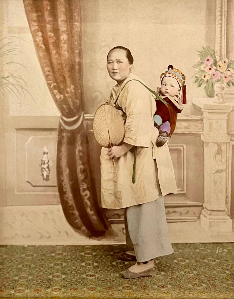 Unidentified Photographer in China. 'Portrait of a Woman Carrying a Child' 1860s