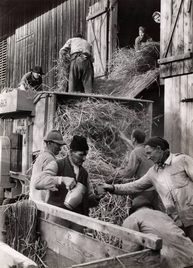 Jakob Tuggener (Swiss, 1904­-1988) 'Threshing machine in the Töss Valley' (Dreschmaschine im Tösstal) 1950s from the exhibition 'Jakob Tuggener – The 4 Seasons' at the Fotostiftung Schweiz, Winterthur, Zurich, Switzerland, February - May, 2024