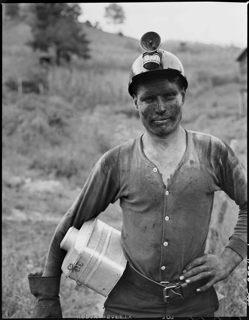 Russell Lee (American, 1903-1986) 'Rufus Sergent, married son, who is now coal cutter and general all around miner. Rufus did not like school and quit before finishing grade school. He went to work in the mines ten years ago when he was thirteen years old. P V & K Coal Company, Clover Gap Mine, Lejunior, Harlan County, Kentucky' September 15, 1946