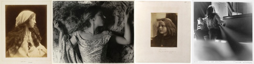 L-R: 'The Dream (Mary Hillier)' by Julia Margaret Cameron, 1869; 'Untitled', 1979 by Francesca Woodman; 'Annie (My very first success in Photography)', by Julia Margaret Cameron, 1864; 'Self Portrait' at Thirteen by Francesca Woodman, 1972