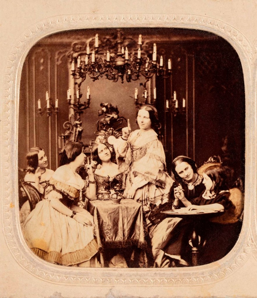 Mark Anthony (Marc Antoine Gaudin) (French, 1804-1880)(attributed) '[Staged scene featuring five women, their fingers pointing upwards]' England c. 1855-1865
