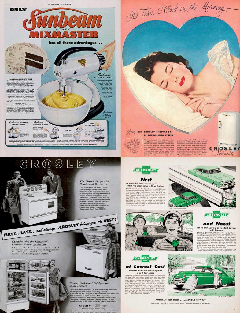 'Mural of household appliance advertisements published in different American magazines' 1947-1962 (detail)
