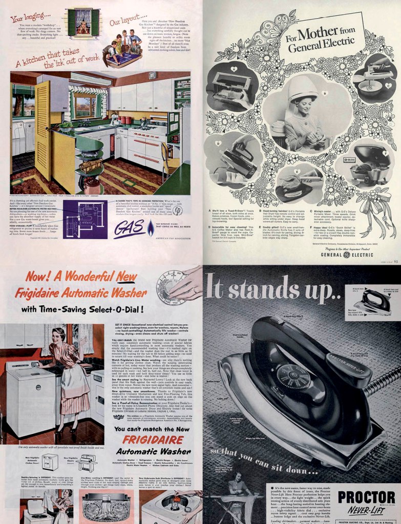 'Mural of household appliance advertisements published in different American magazines' 1947-1962 (detail)