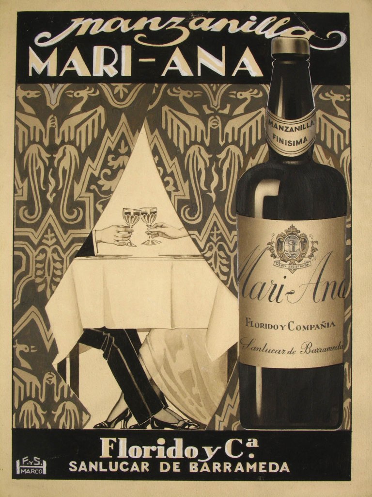 'Advertising design for 'Florido y Cía'' (Florido and Co.) c. 1930 from the exhibition 'Álbum de salón y alcoba (The Bedroom and Dressing Room Album). Instalación de David Trullo' at Museo Nacional de Artes Decorativas, Madrid, April - September, 2024