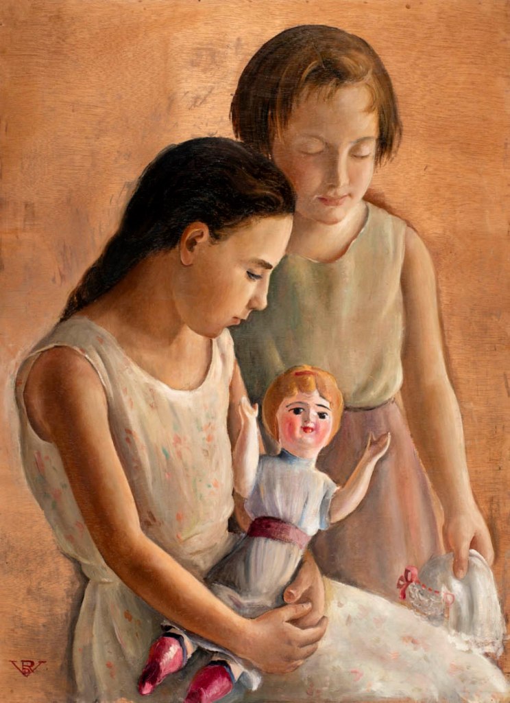 Rosario de Velasco (Spanish, 1904-1991) 'Girls with Doll' (Niñas con muñeca) 1937