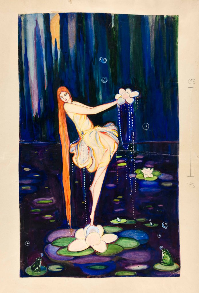 Rosario de Velasco (Spanish, 1904-1991) ''The White Leaves of a Waterlily Half Opened', drawing for María Teresa León's book 'Cuentos para soñar'' (Las blancas hojas de nenúfar se entreabrieron, 1927. Dibujo para el libro Cuentos para soñar de María Teresa León) 1927