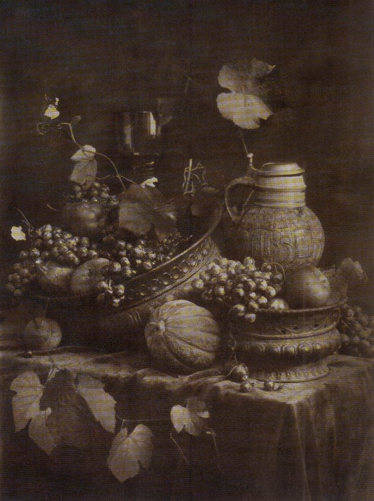 Heinrich Kühn (Austrian born Germany, 1866-1944) 'Still Life with Fruit and Pottery' c. 1896