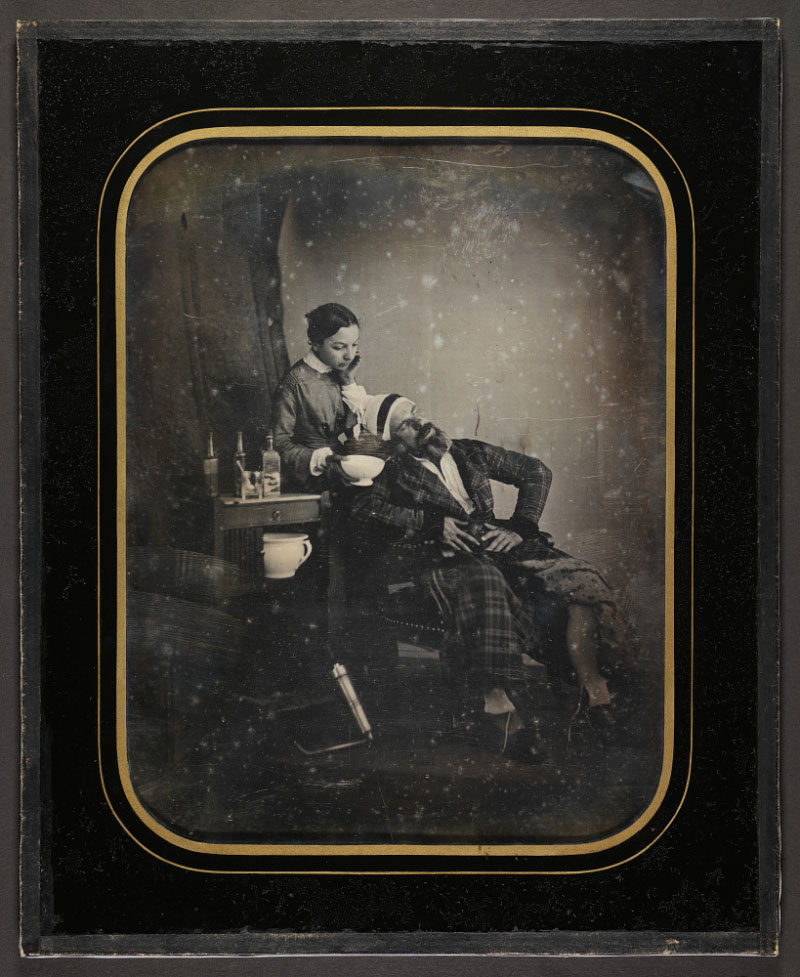 Camille Dolard (French, 1810-1884) 'Self-portrait as ailing man' c. 1843-1845 from the exhibition 'Still Performing: Costume, Gesture, and Expression in 19th Century European Photography' at the Nelson-Atkins Museum of Art, Kansas City, August 2024 - January 2025