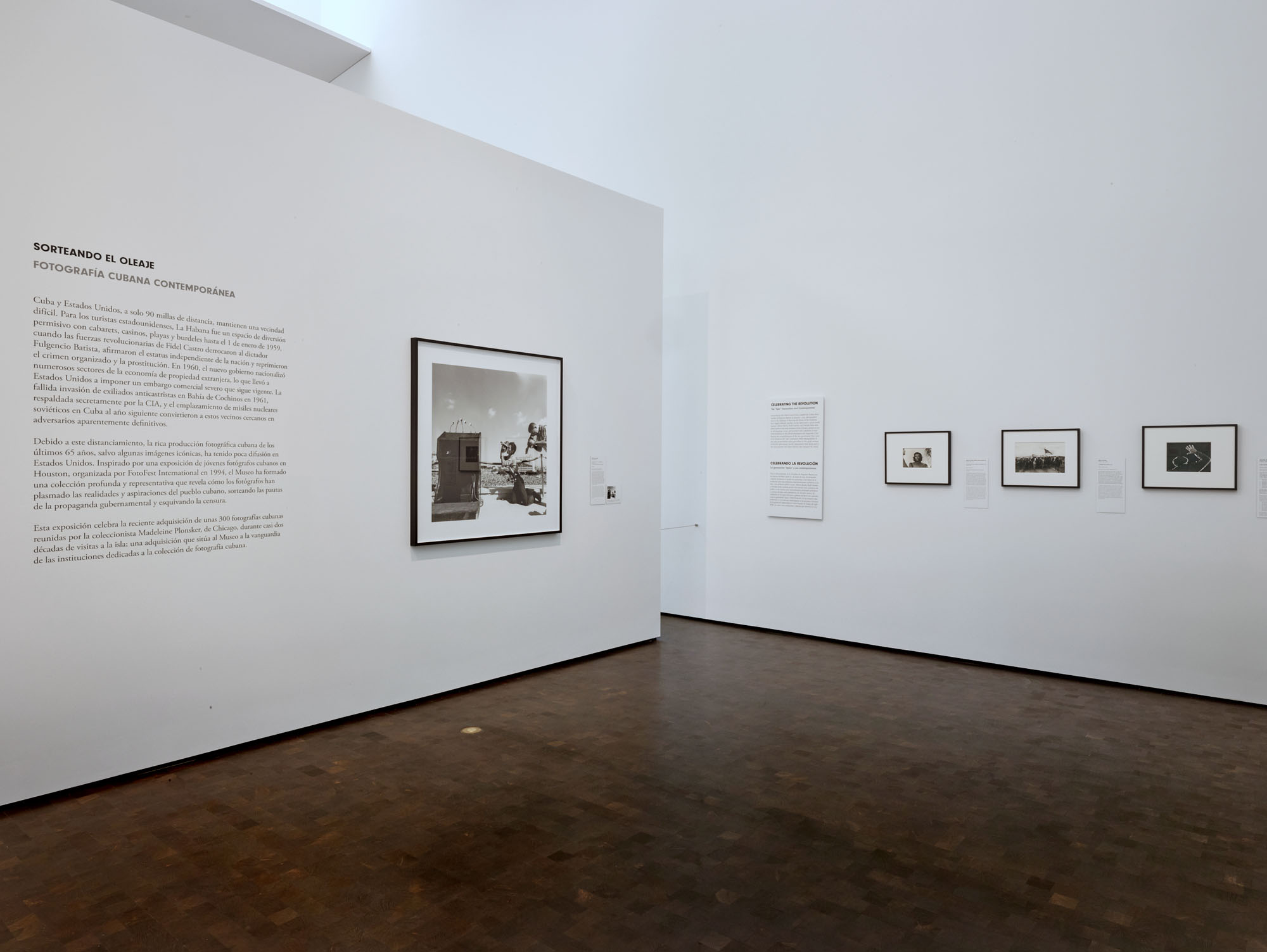 Installation view of the exhibition ‘Navigating the Waves: Contemporary Cuban Photography’ at the Museum of Fine Arts, Houston showing at left, Reynier Leyva Novo's 'Un día feliz FC No. 11' (A Happy Day FC No. 11) 2016; and at right the section "Celebrating the Revolution" including at third right, Alberto Korda's 'Heroic Guerrilla' (Guerillero heroico) 1960; at second right, Raúl Corrales' 'Caballería' (Cavalry) 1960; and at right, Osvaldo Salas' 'Five Points of Fidel' (Cinco puntos de Fidel) 1982 Installation view of the exhibition ‘Navigating the Waves: Contemporary Cuban Photography’ at the Museum of Fine Arts, Houston showing at left, Reynier Leyva Novo's 'Un día feliz FC No. 11' (A Happy Day FC No. 11) 2016; and at right the section "Celebrating the Revolution" including at third right, Alberto Korda's 'Heroic Guerrilla' (Guerillero heroico) 1960; at second right, Raúl Corrales' 'Caballería' (Cavalry) 1960; and at right, Osvaldo Salas' 'Five Points of Fidel' (Cinco puntos de Fidel) 1982
