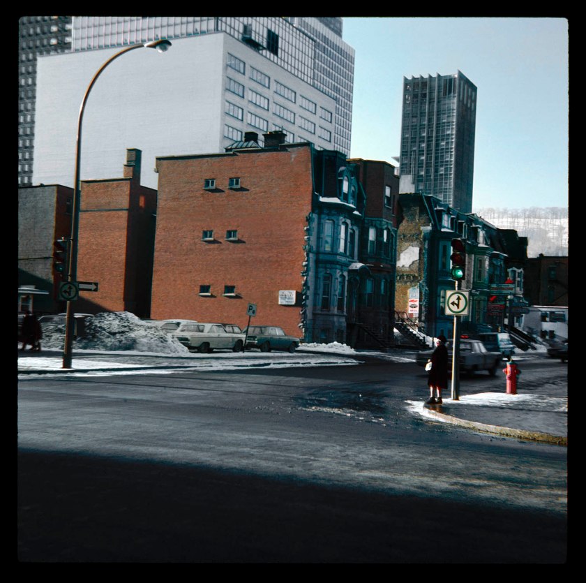 Unknown photographer (Australian) 'Downtown Montreal, intersection of Blvd de Maisonneuve Ouest and Metcalfe St, looking toward Mont Royal' 1960s
