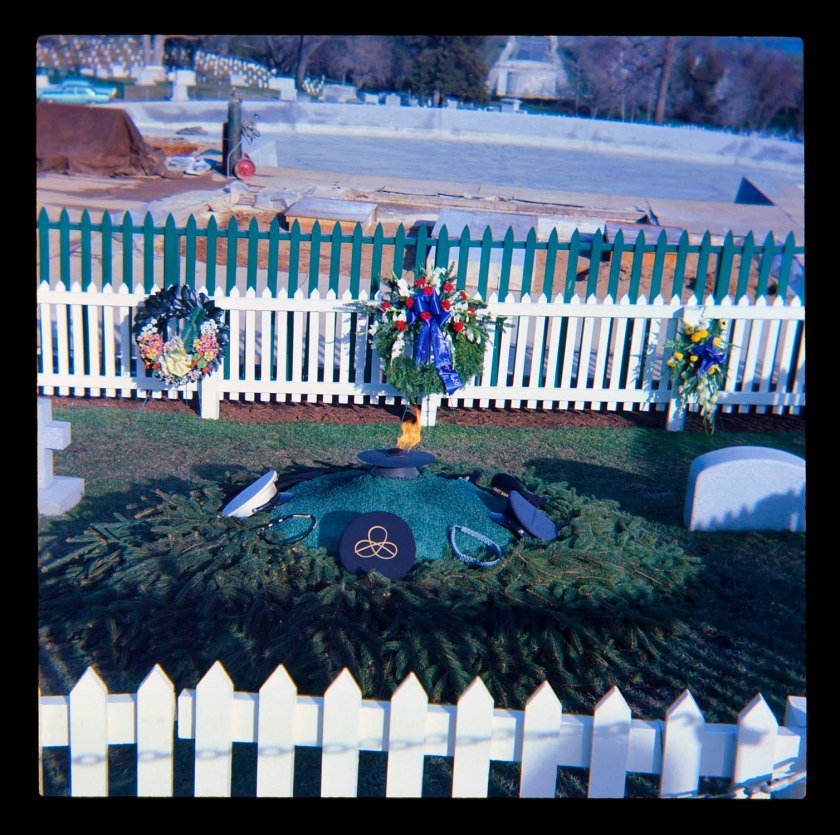 Unknown photographer (Australian) 'John F. Kennedy's gravesite under construction at Arlington Cemetery (foreground) with Memorial Bridge and the Lincoln Memorial in the background. View from Arlington House' Late 1966 / early 1967