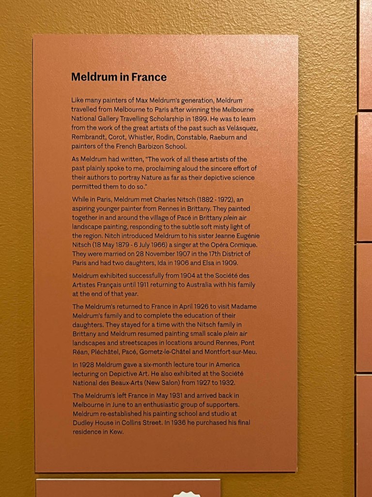 'Australian Tonalism' wall text Meldrum in France