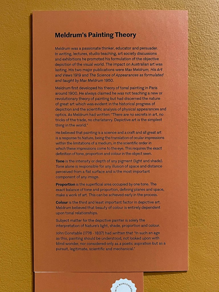 'Australian Tonalism' wall text Meldrum's Painting Theory