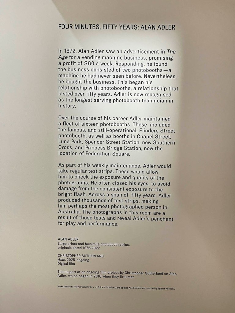 Wall text from the exhibition 'Auto-Photo: A Life in Portraits' at RMIT Gallery, Melbourne, June - August, 2025