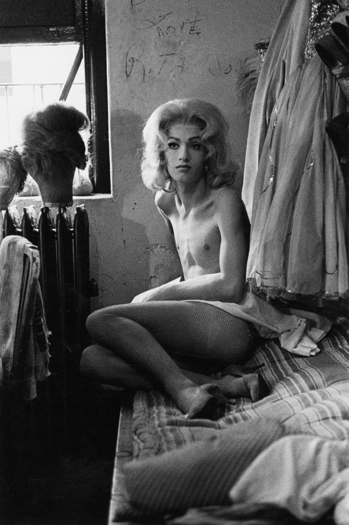 Diane Arbus (American, 1923-1971) 'Female impersonator on bed, N.Y.C. 1961' 1961 from the exhibition 'Diane Arbus: Sanctum Sanctorum' at David Zwirner, London, Nov 2025 - Jan 2026