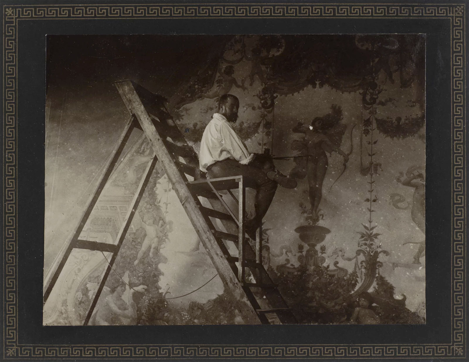 Gabrielle Hébert (French born Germany, 1853-1934) 'L'architecte Hector d'Espouy devant son Projet de plafond pour la décoration de la Villa Médicis' (The architect Hector d'Espouy in front of his ceiling design for the decoration of the Villa Medici) 1889 Gabrielle Hébert (French born Germany, 1853-1934) 'L'architecte Hector d'Espouy devant son Projet de plafond pour la décoration de la Villa Médicis' (The architect Hector d'Espouy in front of his ceiling design for the decoration of the Villa Medici) 1889