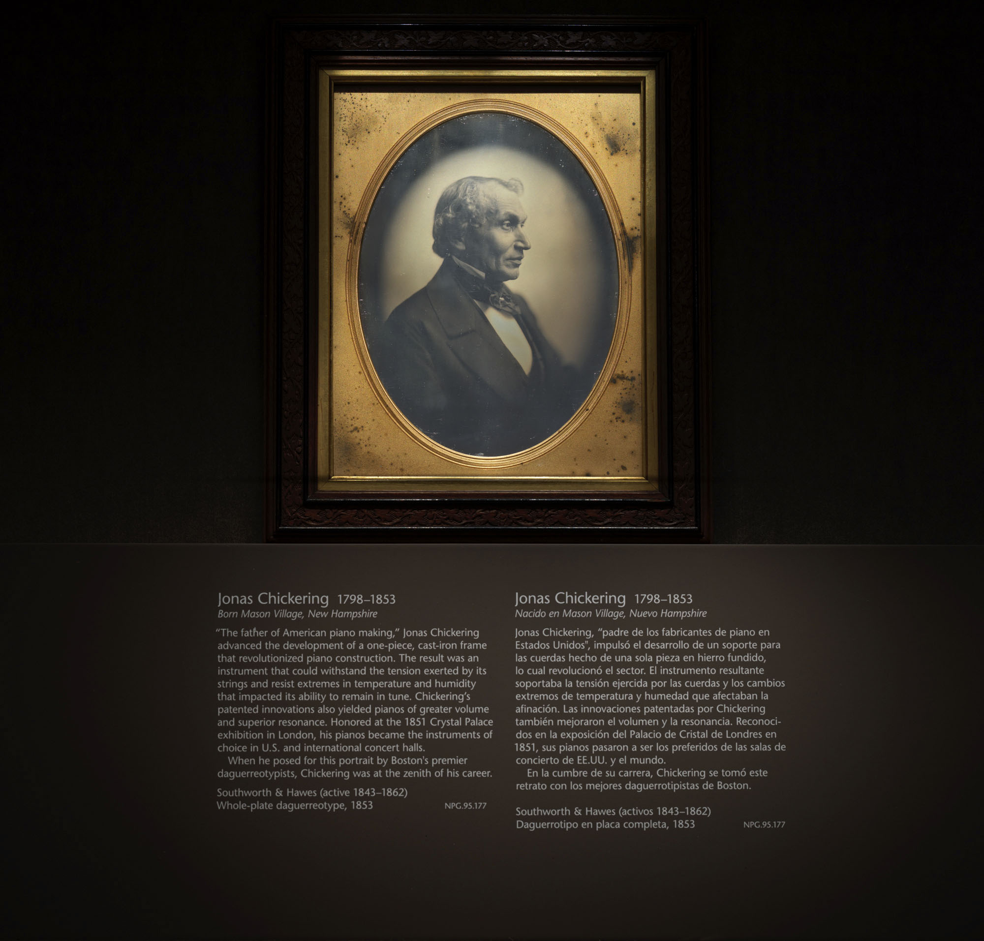 Installation view of the exhibition 'From Shadow to Substance: Grand-Scale Portraits During Photography's Formative Years' at the National Portrait Gallery, Washington, June 20, 2025 - June 7, 2026 showing Southworth & Hawes' 'Jonas Chickering' 1853 Installation view of the exhibition 'From Shadow to Substance: Grand-Scale Portraits During Photography's Formative Years' at the National Portrait Gallery, Washington, June 20, 2025 - June 7, 2026 showing Southworth & Hawes' 'Jonas Chickering' 1853