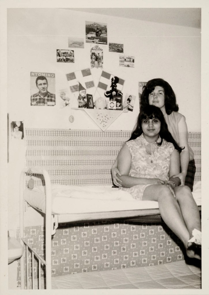 Unknown photographer (Colleague of Asimina Paradissa with her camera) 'Asimina Paradissa and Evangelia Manolakaki at the women's dormitory of Olympia' Wilhelmshaven, 1969