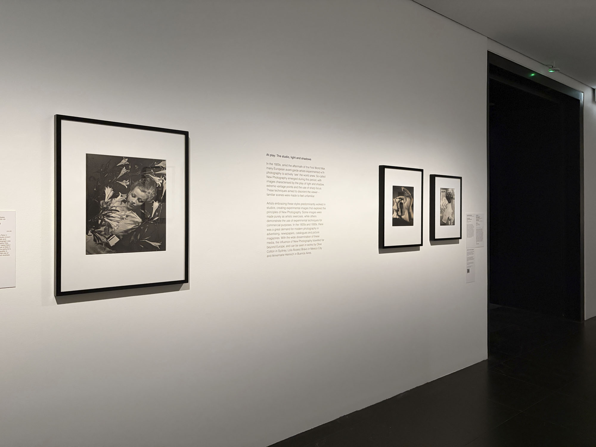 Installation view of the exhibition 'Women Photographers 1900-1975: A Legacy of Light' at NGV International, Melbourne, November 2025 - May 2026 showing at left, Ilse Bing 'Salut de Schiaparelli' (1934) Installation view of the exhibition 'Women Photographers 1900-1975: A Legacy of Light' at NGV International, Melbourne, November 2025 - May 2026 showing at left, Ilse Bing 'Salut de Schiaparelli' (1934)