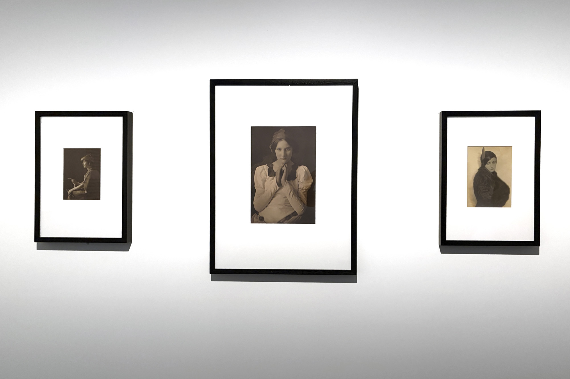 Installation view of the exhibition 'Women Photographers 1900-1975: A Legacy of Light' at NGV International, Melbourne, November 2025 - May 2026 showing at left, Ruth Hollick 'No title (Young woman in hunting costume, model Lucy Crosbie Morrison)' (c. 1920); at second left, Ruth Hollick 'Thought' (1921); and at right, Madame d'Ora 'Untitled' (1931) Installation view of the exhibition 'Women Photographers 1900-1975: A Legacy of Light' at NGV International, Melbourne, November 2025 - May 2026 showing at left, Ruth Hollick 'No title (Young woman in hunting costume, model Lucy Crosbie Morrison)' (c. 1920); at second left, Ruth Hollick 'Thought' (1921); and at right, Madame d'Ora 'Untitled' (1931)