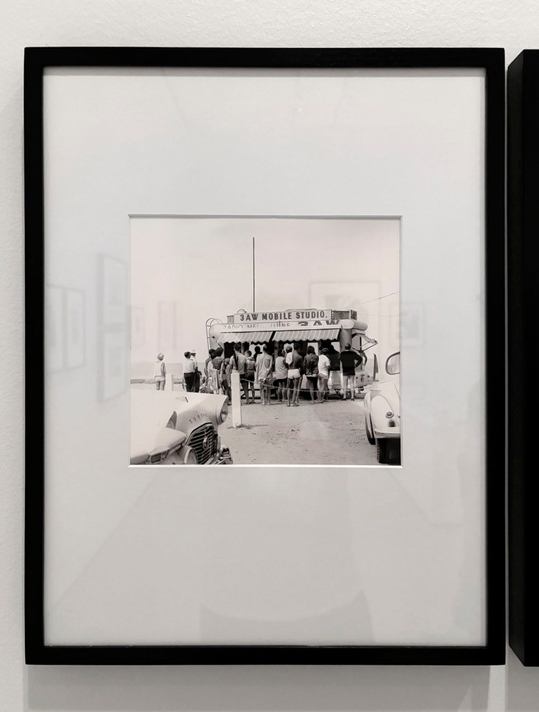 Maggie Diaz (American, 1925-2016, Australia 1961-2016) '3AW mobile studio, Elwood Beach' 1960s, printed 2014 (installation view)