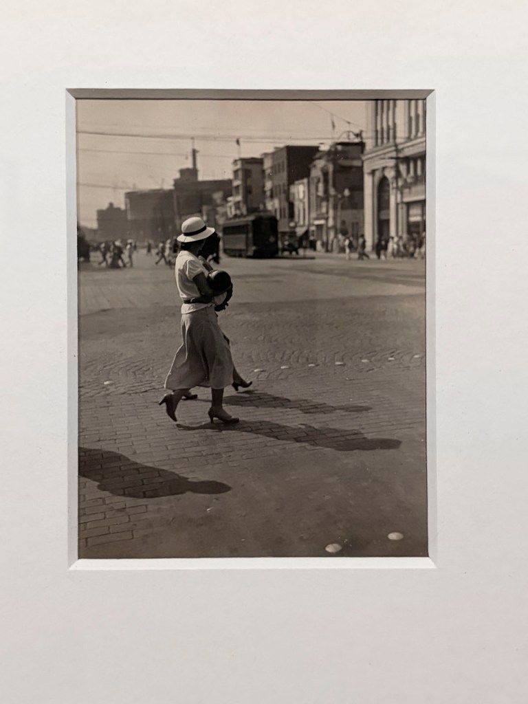 Yamawaki Michiko (Japan, 1910-2000, worked in Germany 1930-1932) 'Ginza (Two women crossing street, one with white hat)' 1932 (installation view) Yamawaki Michiko (Japan, 1910-2000, worked in Germany 1930-1932) 'Ginza (Two women crossing street, one with white hat)' 1932 (installation view)