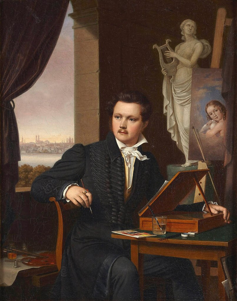 Bernhard Peter von Rausch (German, 1793-1865) 'Self-portrait in the studio in Munich' c. 1830
